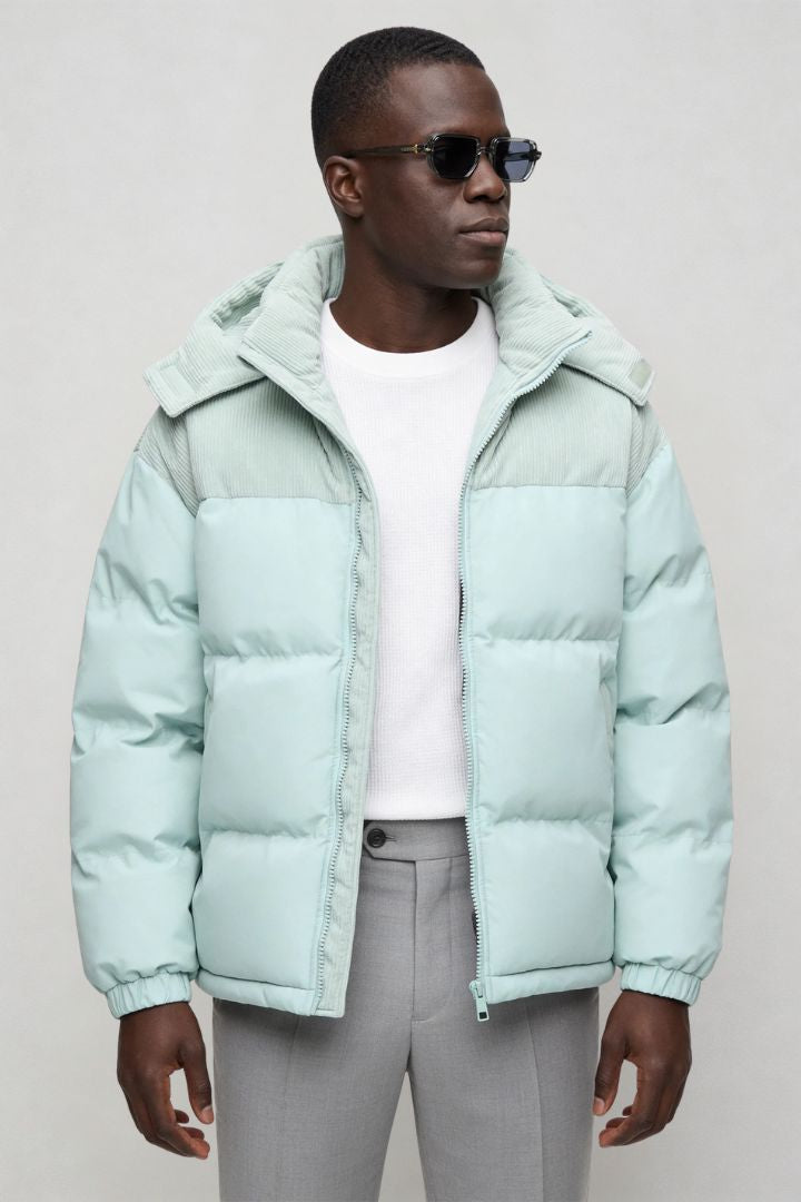 Aurion Corduroy Puffer Jacket – Arctic Mint