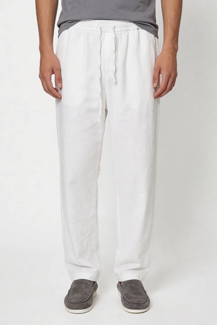 Thierry Straight Linen Trousers - White