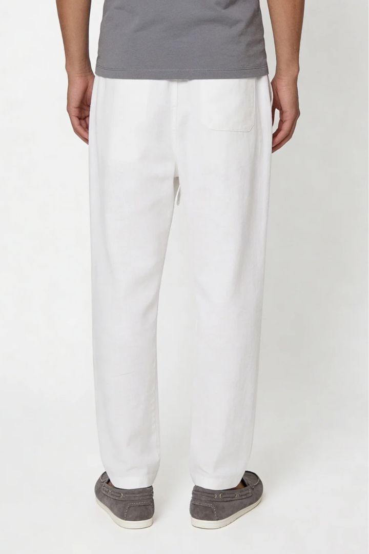 Thierry Straight Linen Trousers - White