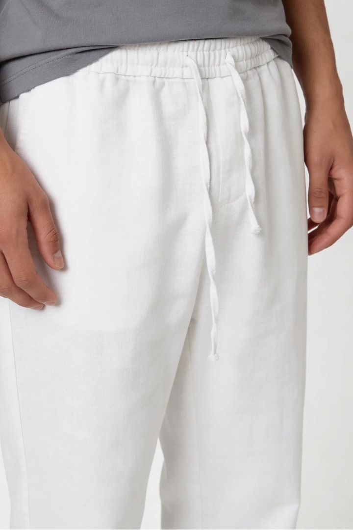 Thierry Straight Linen Trousers - White