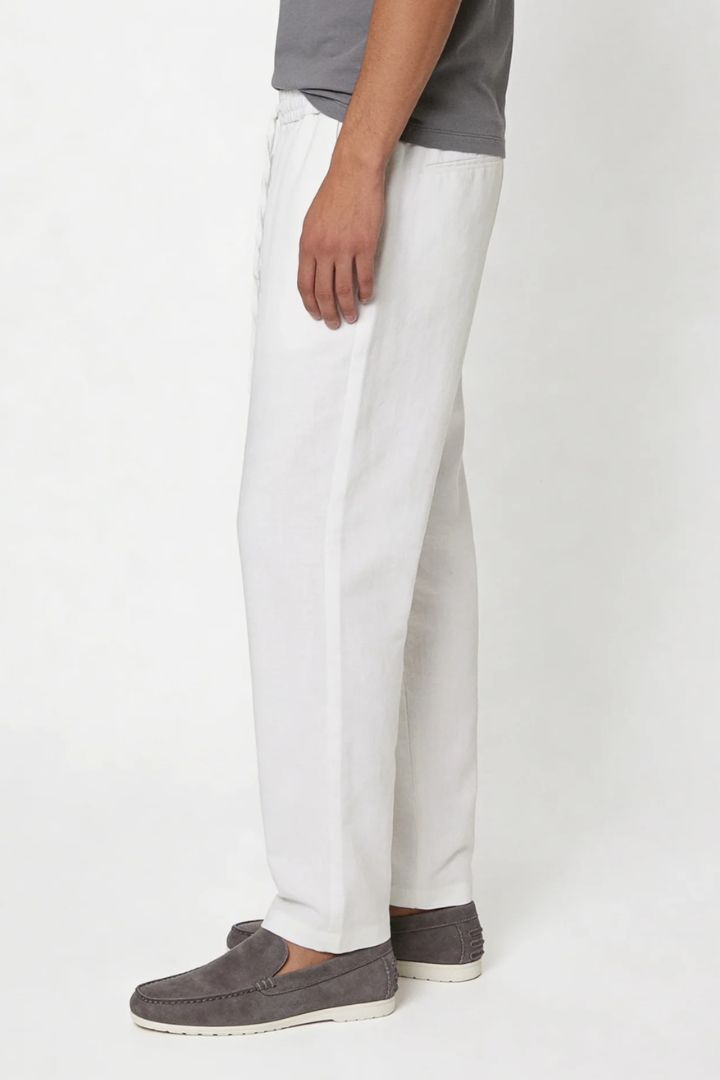 Thierry Straight Linen Trousers - White