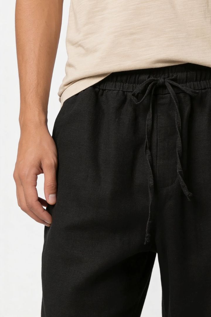 Thierry Straight Linen Trousers - Black