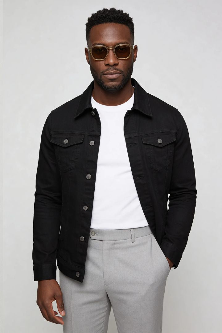 Brooks Cotton Denim Jacket - Black