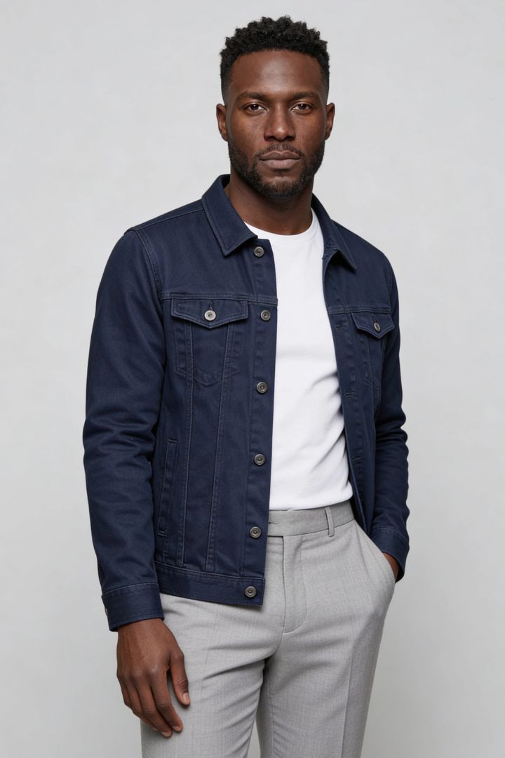 Brooks Cotton Denim Jacket - Navy