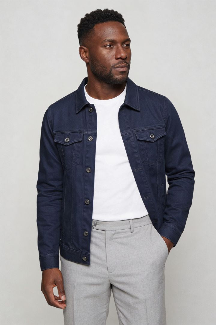 Brooks Cotton Denim Jacket - Navy