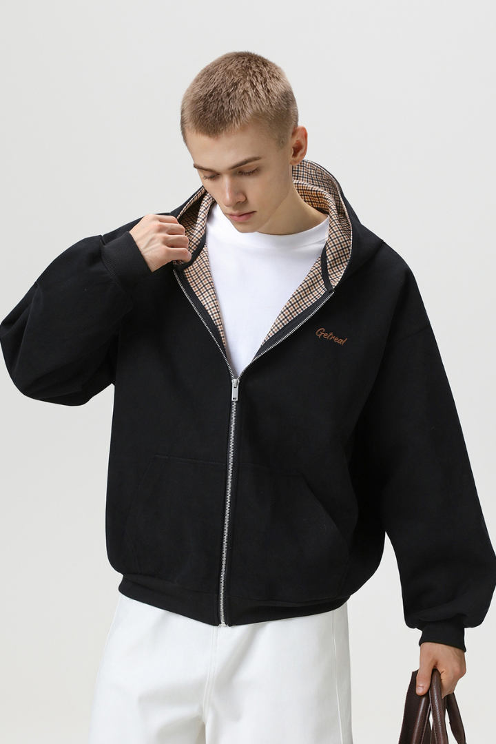 Union Cotton Zip Hoodie - Black