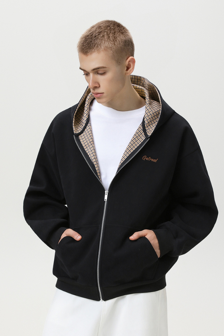 Union Cotton Zip Hoodie - Black