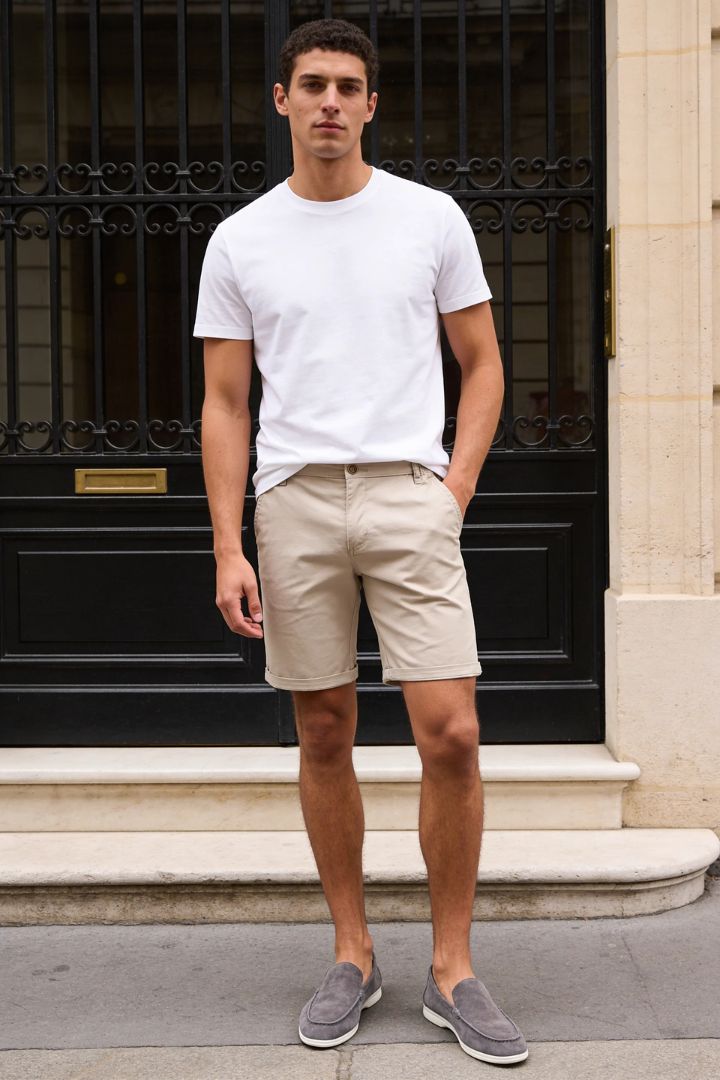 Adriano Cotton Chino Shorts - Khaki