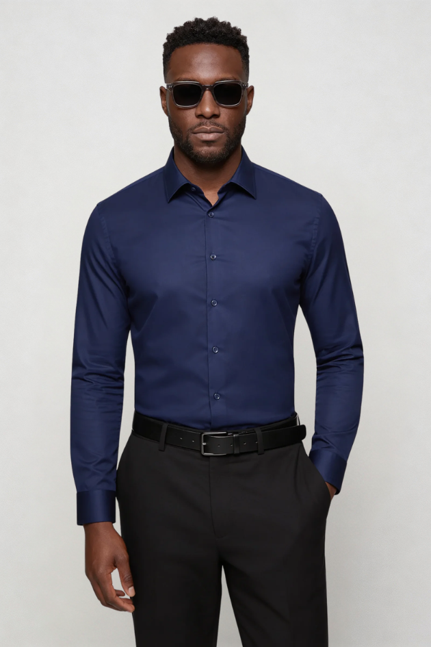 Cole Wrinkle-Free Dress Shirt - Midnight Blue