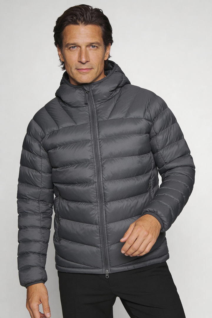 Fletcher Hooded Puffer Jacket - Grey