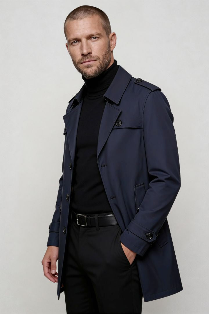 Ashford Mid-Length Tailored Coat - Navy