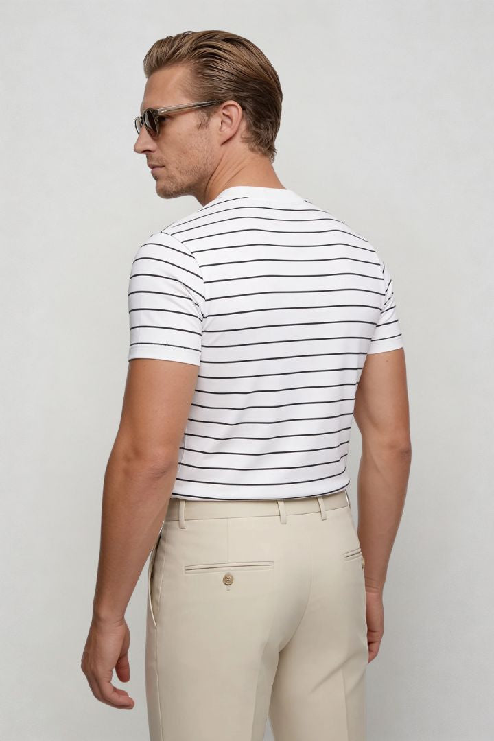 Blake Striped Lyocell T-Shirt - White