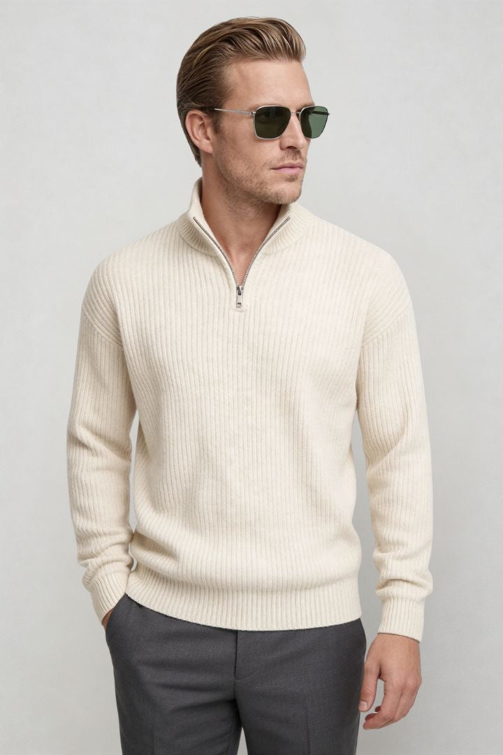 Mason Quarter-Zip Sweater - Beige