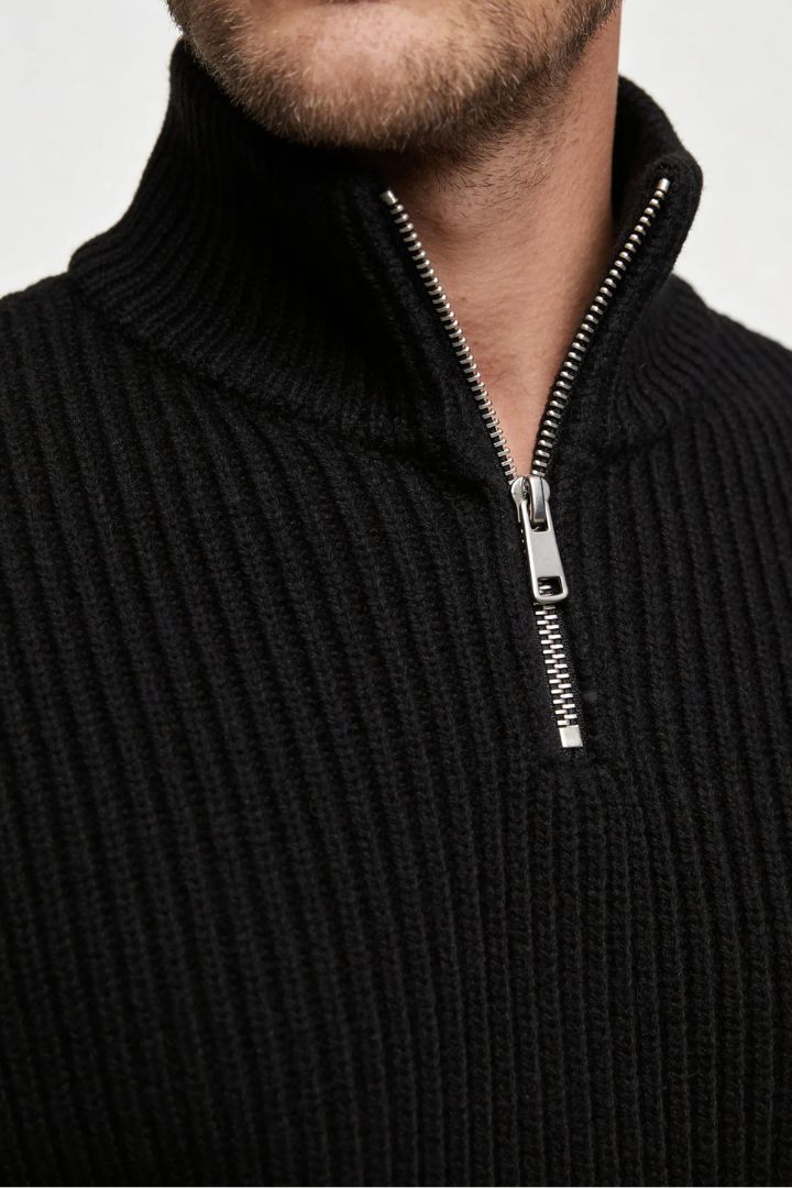 Mason Quarter-Zip Sweater - Black