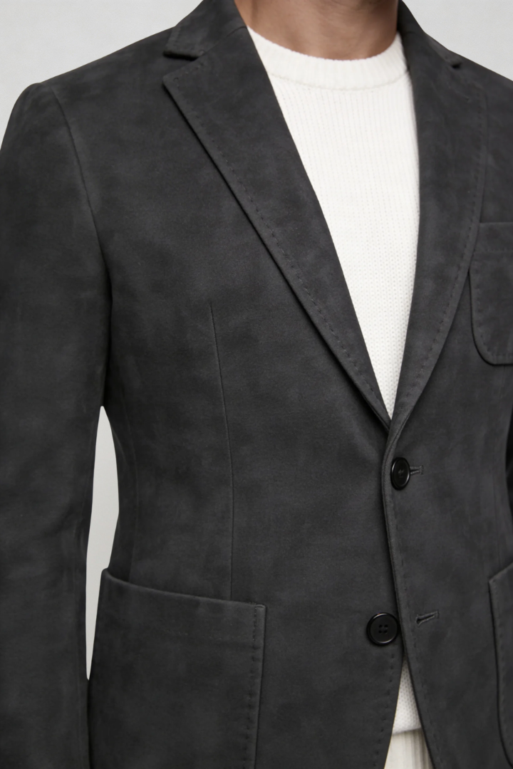 Alvero Suede-Touch Blazer - Charcoal