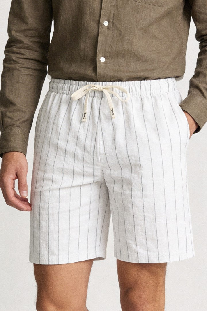 Tristan Linen Stripe Shorts - White