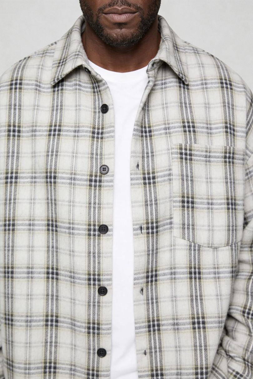 Arden Plaid Button Shirt - Stone Plaid