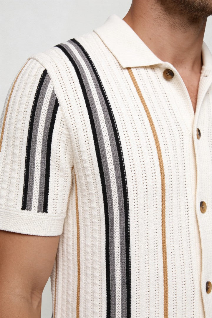 Noah Textured Knit Shirt - Ivory
