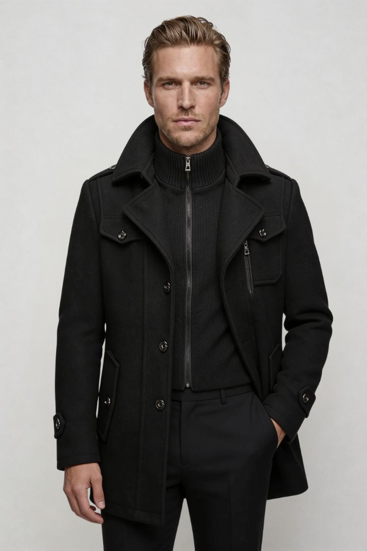 Wellington Overcoat - Black