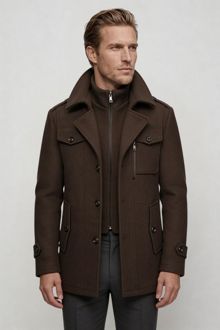 Wellington Overcoat - Dark Brown