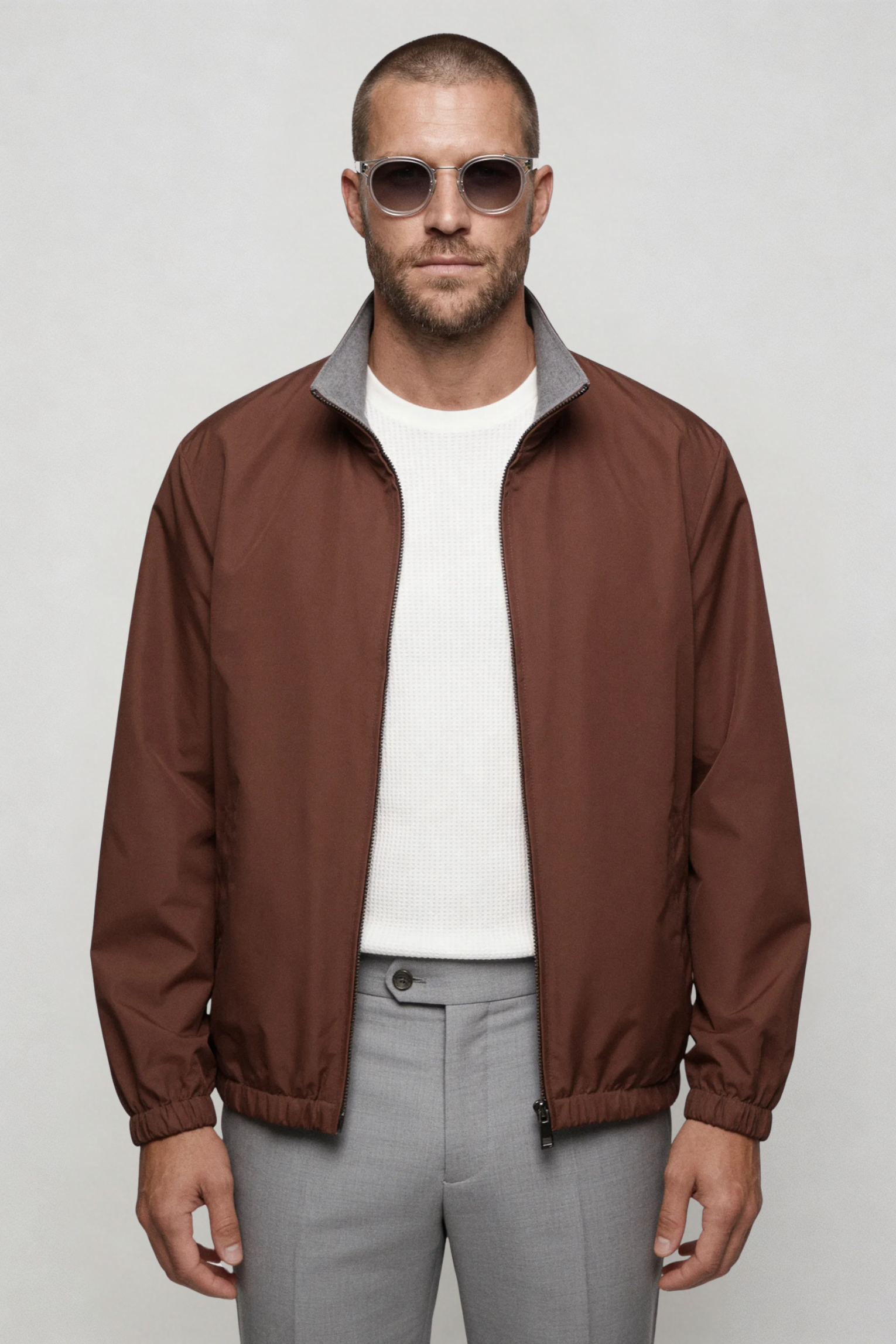 Harlan Lightweight Reversible Jacket - Cognac Brown