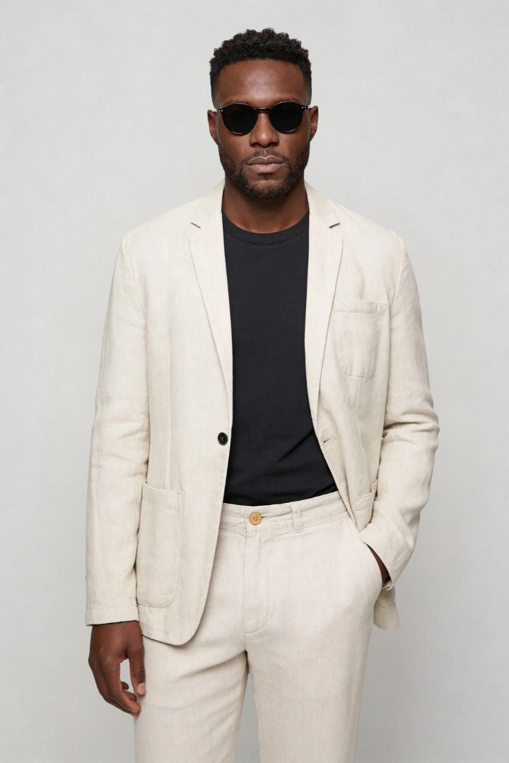 Edward Linen Tailored Set - Sand Beige