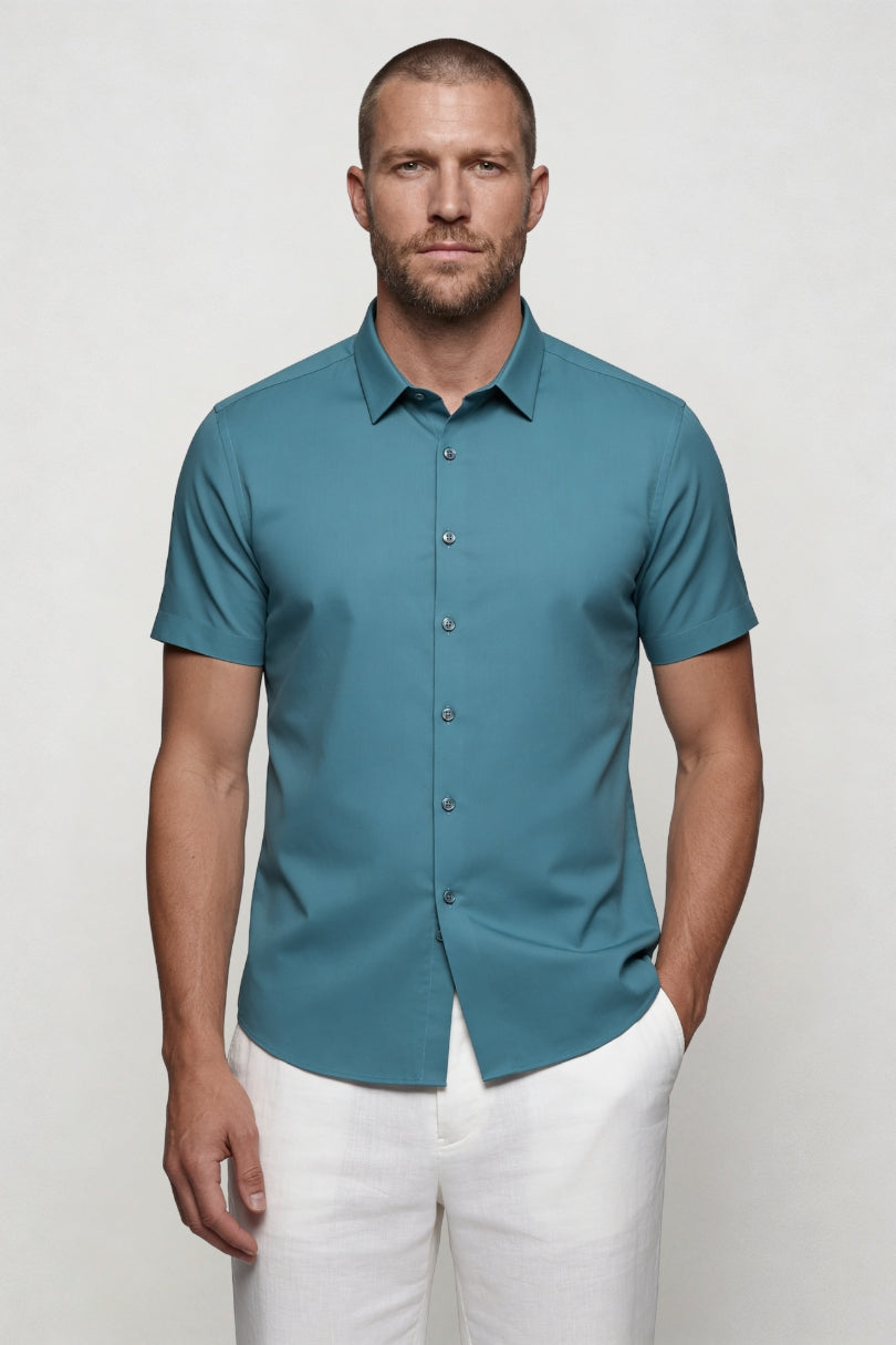 Aurelio Performance Dress Shirt - Turquoise