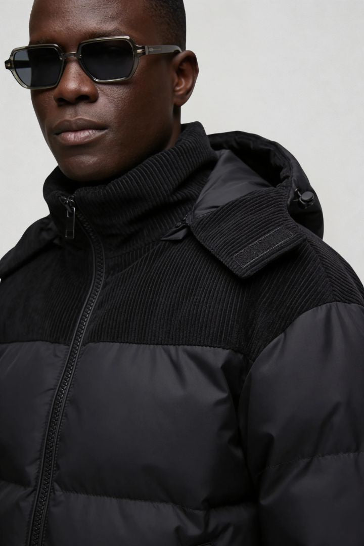 Aurion Corduroy Puffer Jacket – Black