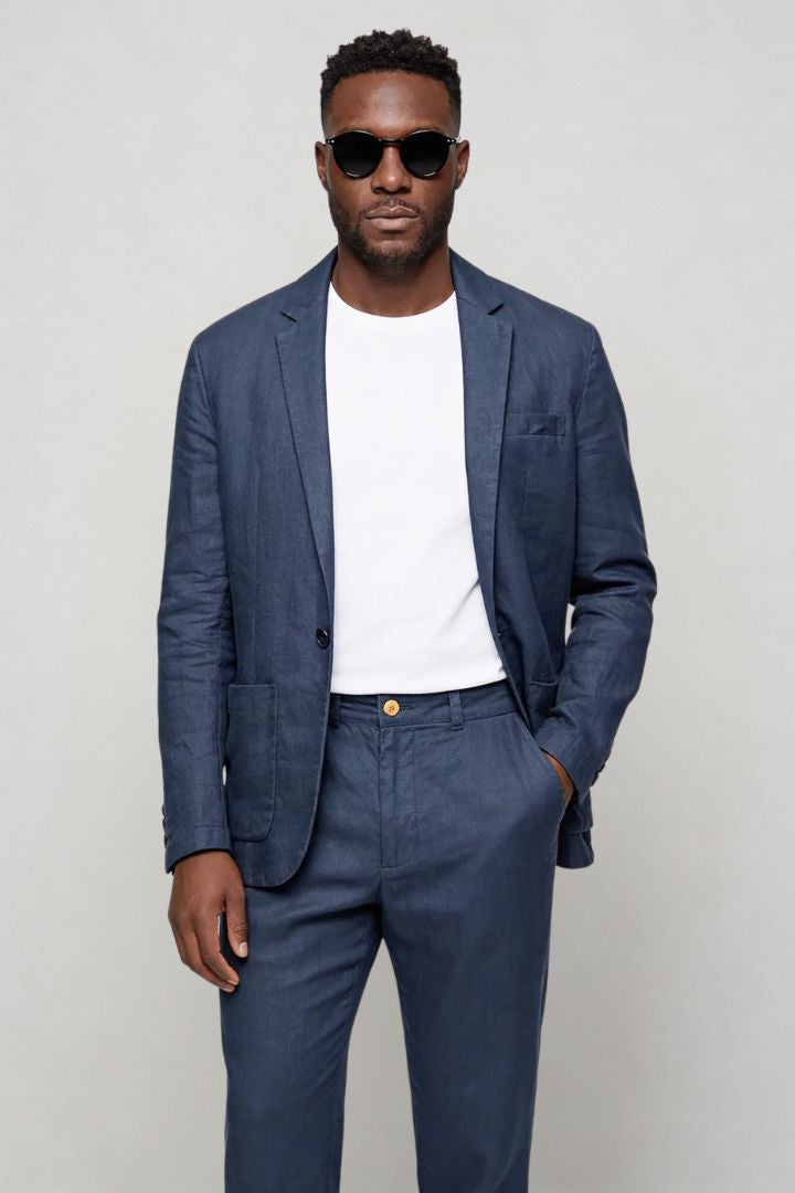 Edward Linen Tailored Set - Atlantic Blue