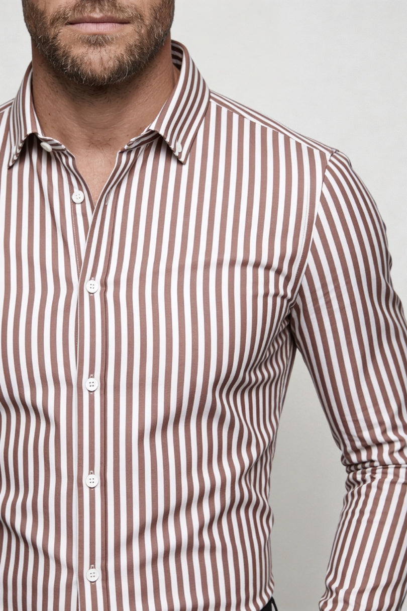 Dario No Iron Cotton Shirt - Chestnut