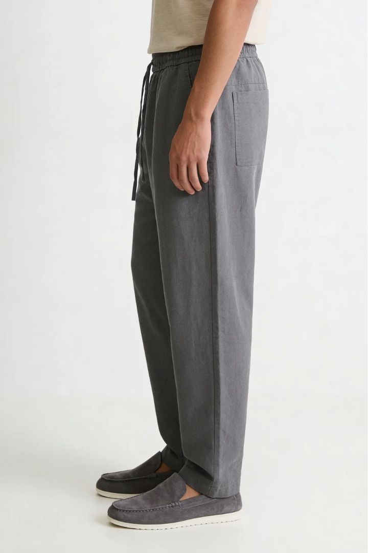 Thierry Straight Linen Trousers - Grey