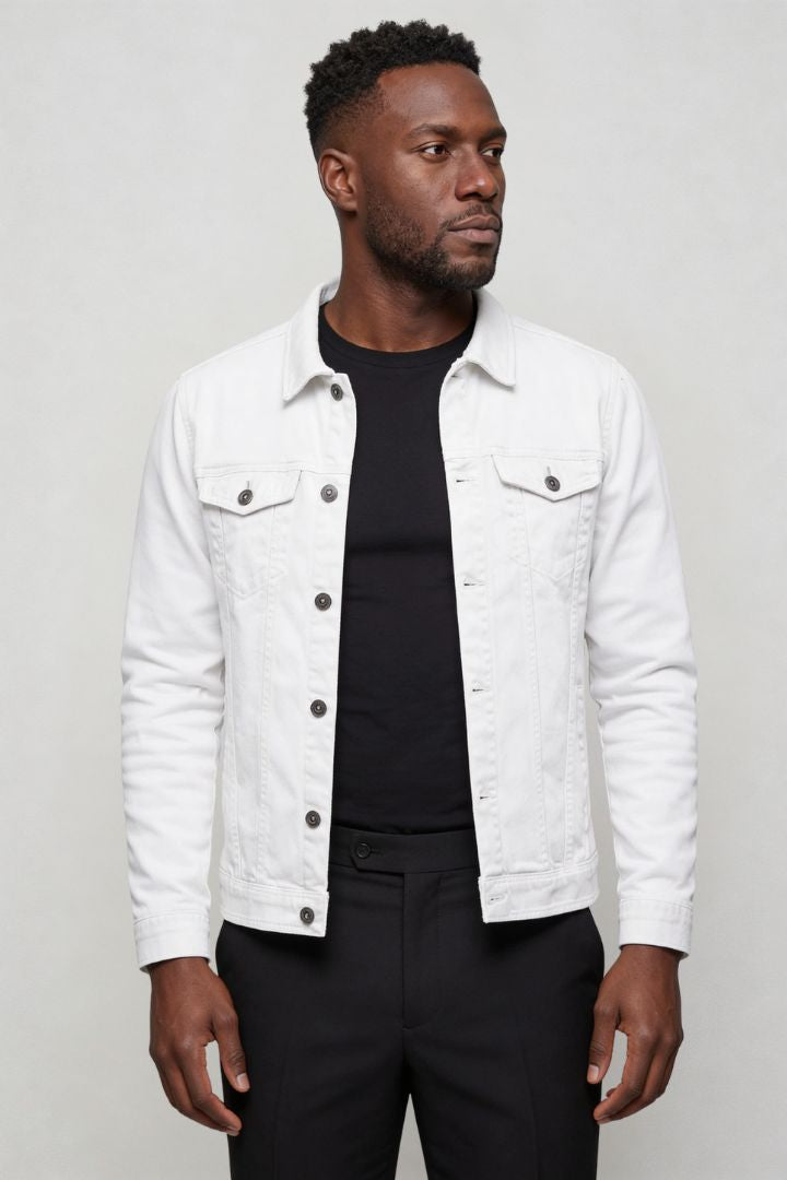 Brooks Cotton Denim Jacket - White