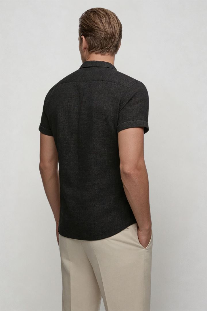 Riviera Short Sleeve Linen Shirt - Black