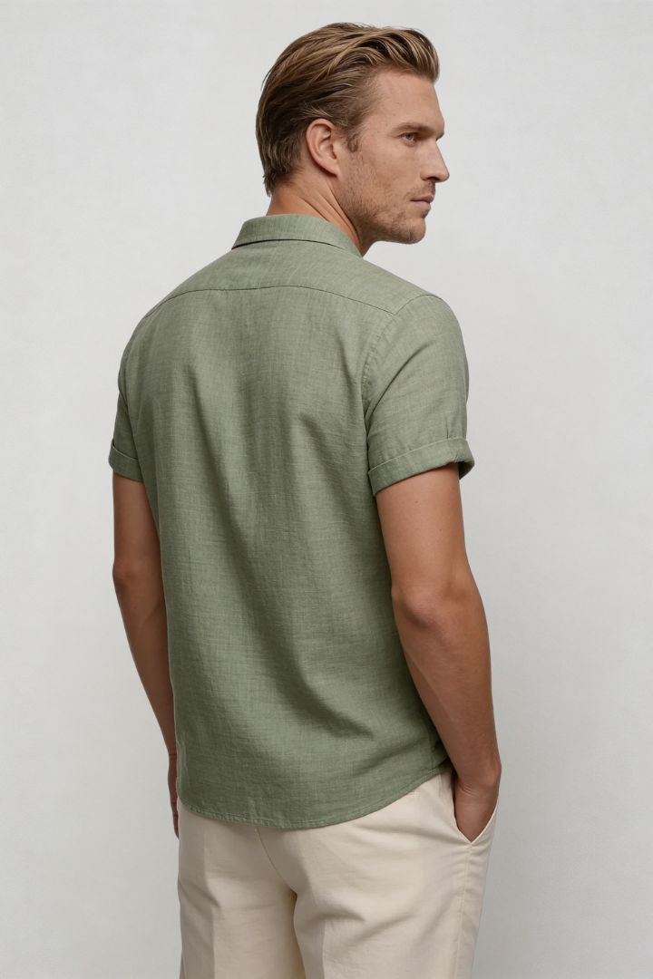 Riviera Short Sleeve Linen Shirt - Green
