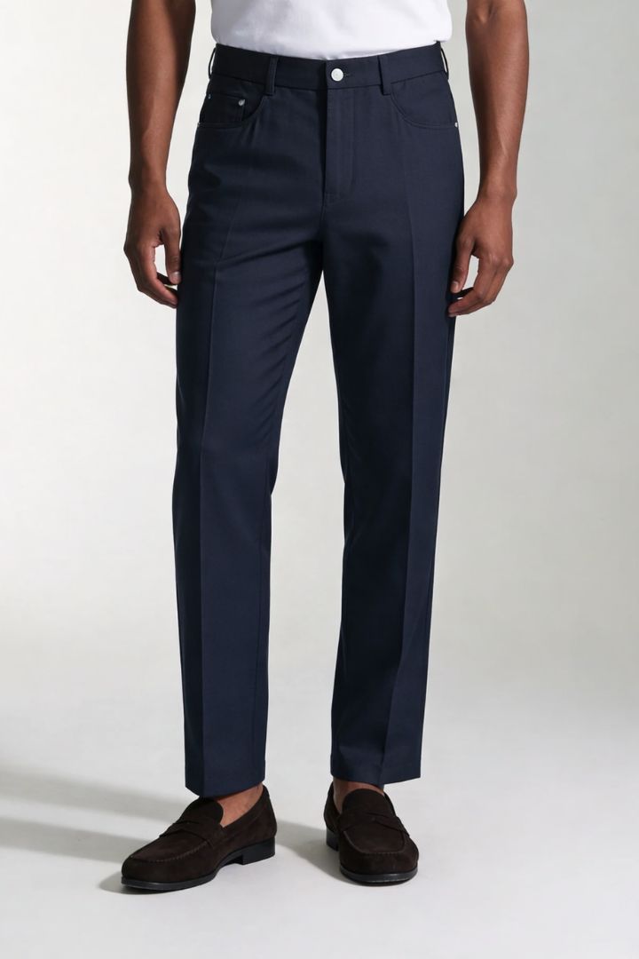 Alessio Lyocell–Linen Trousers - Navy