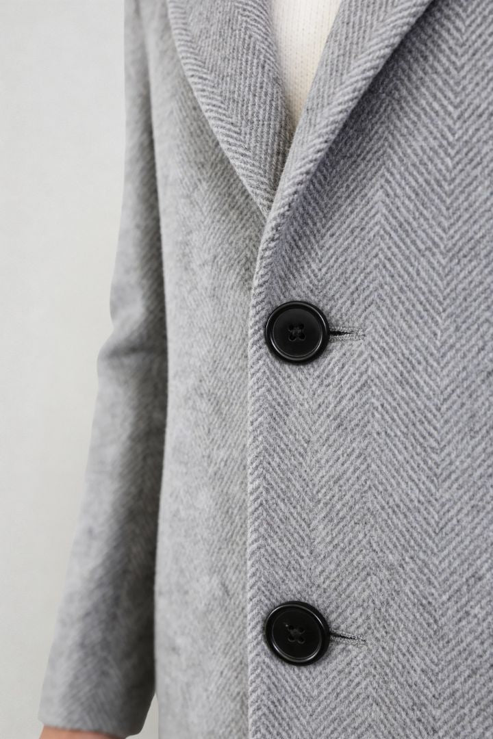 Montreaux Herringbone Wool Coat - Grey