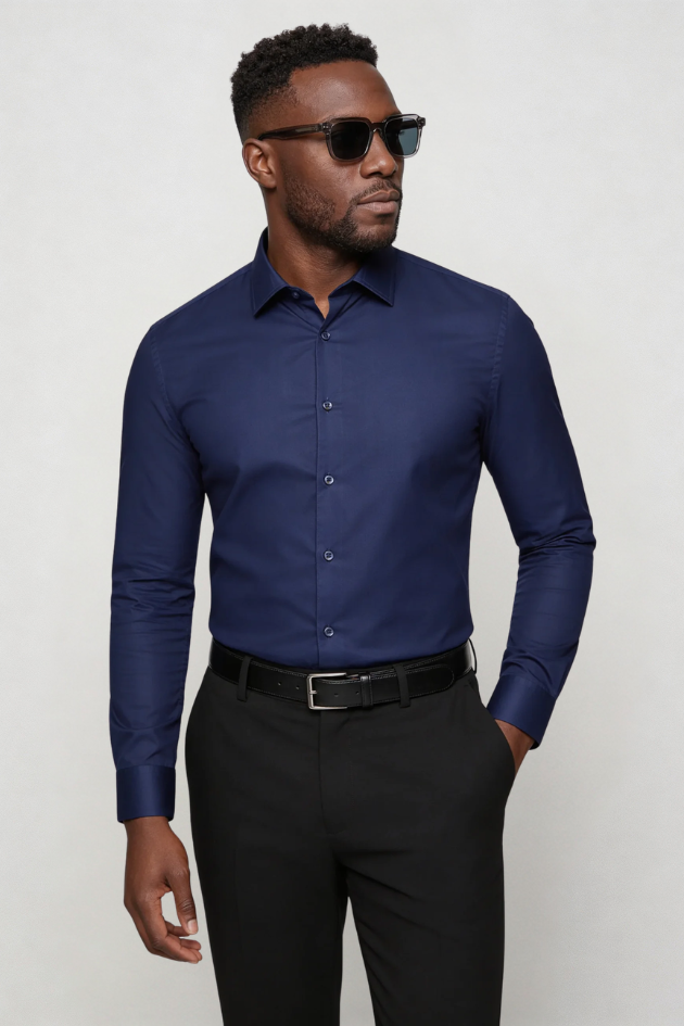 Cole Wrinkle-Free Dress Shirt - Midnight Blue