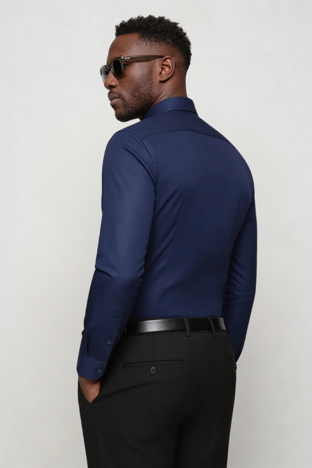 Cole Wrinkle-Free Dress Shirt - Midnight Blue
