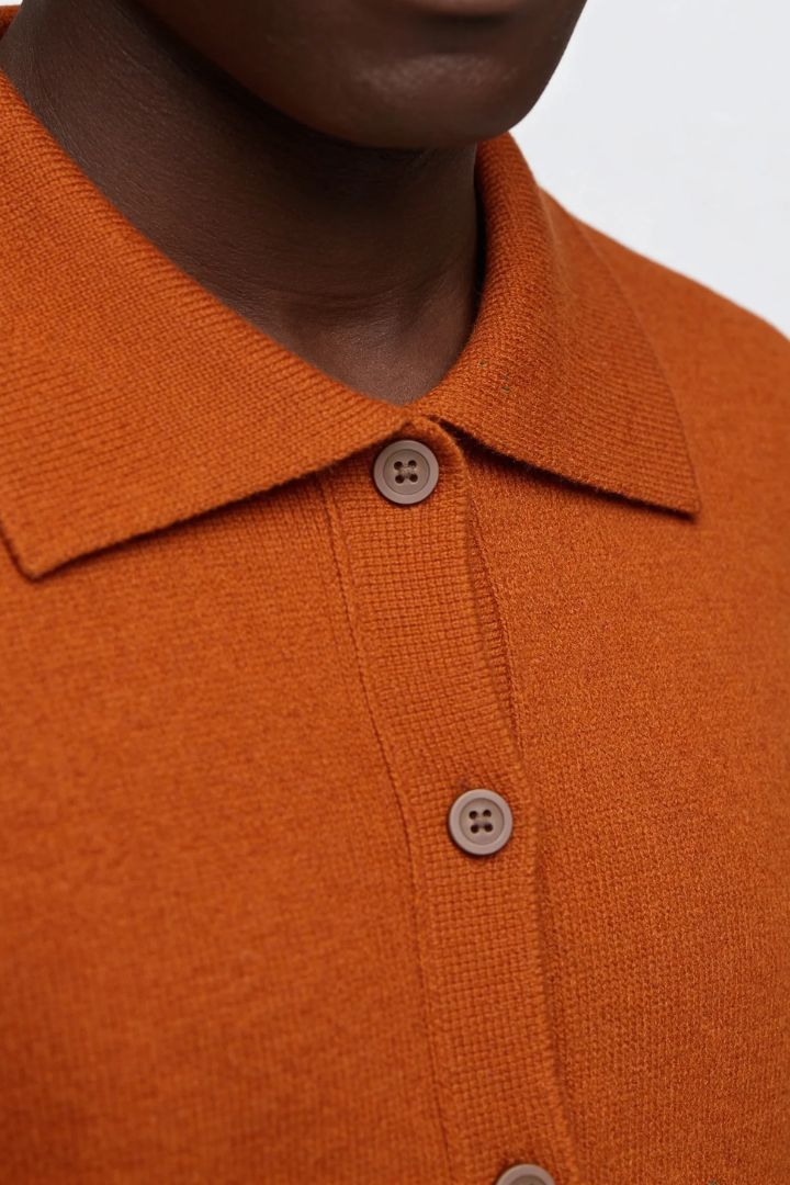 Adrian Pure Wool Knit Cardigan - Orange