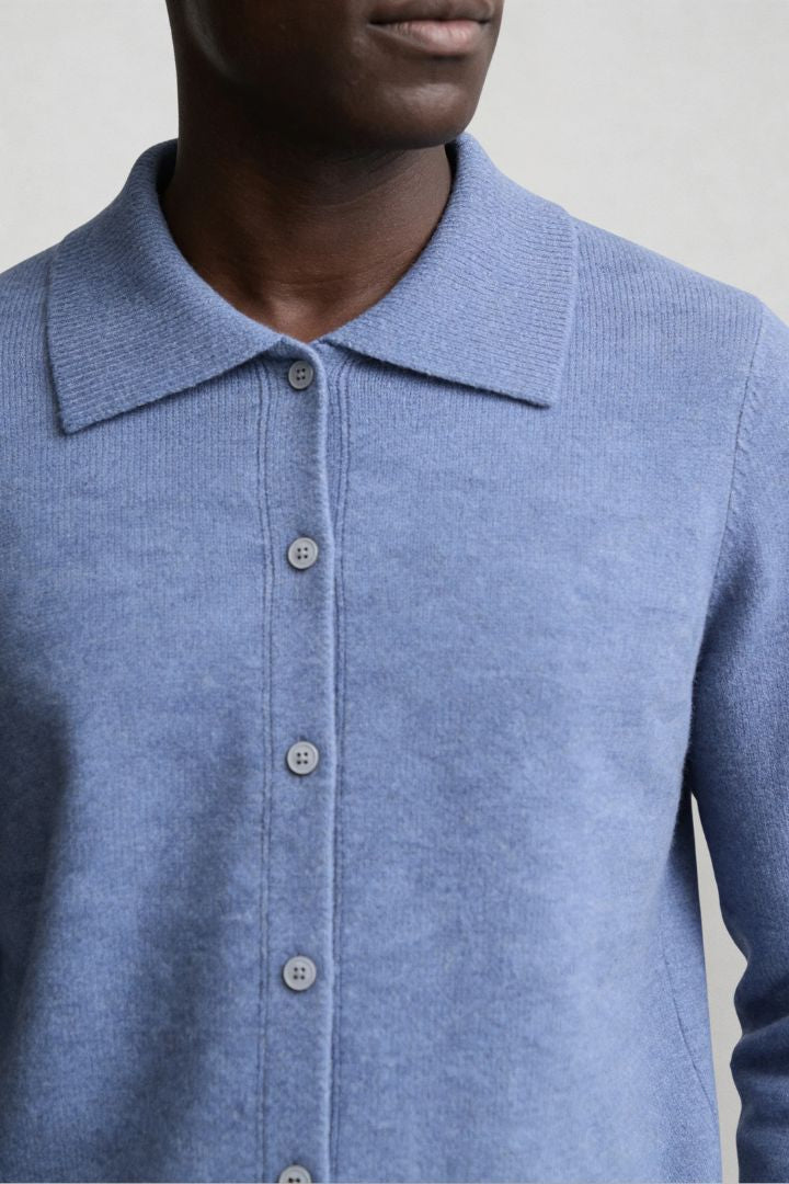 Adrian Pure Wool Knit Cardigan - Blue