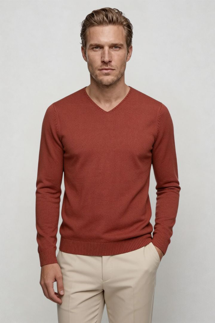 Tavero V-Neck Knit - Red