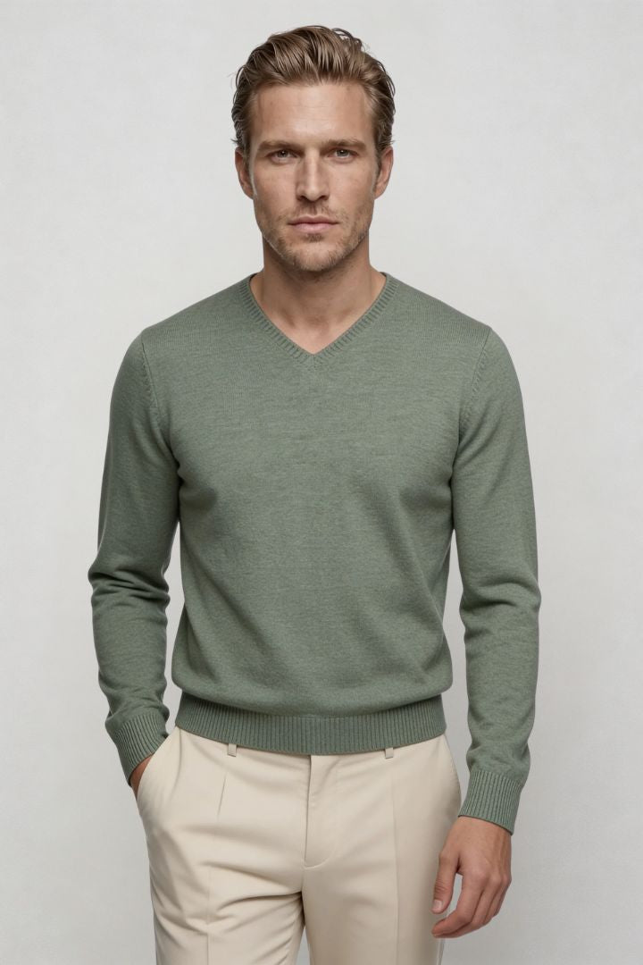 Tavero V-Neck Knit - Green