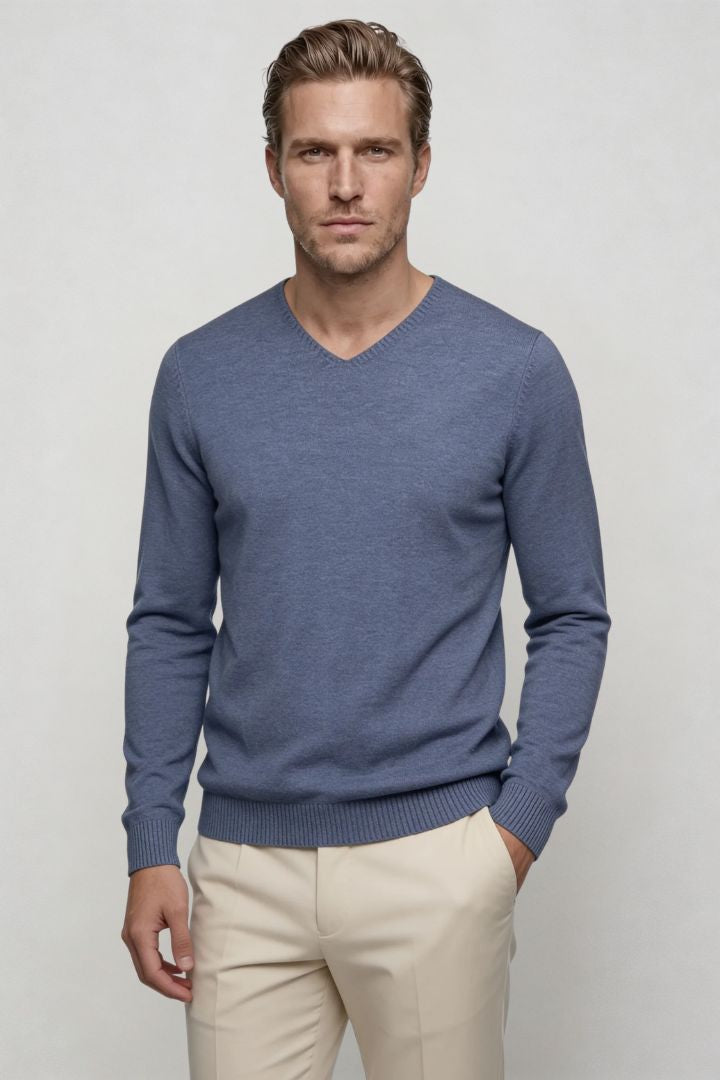 Tavero V-Neck Knit - Blue