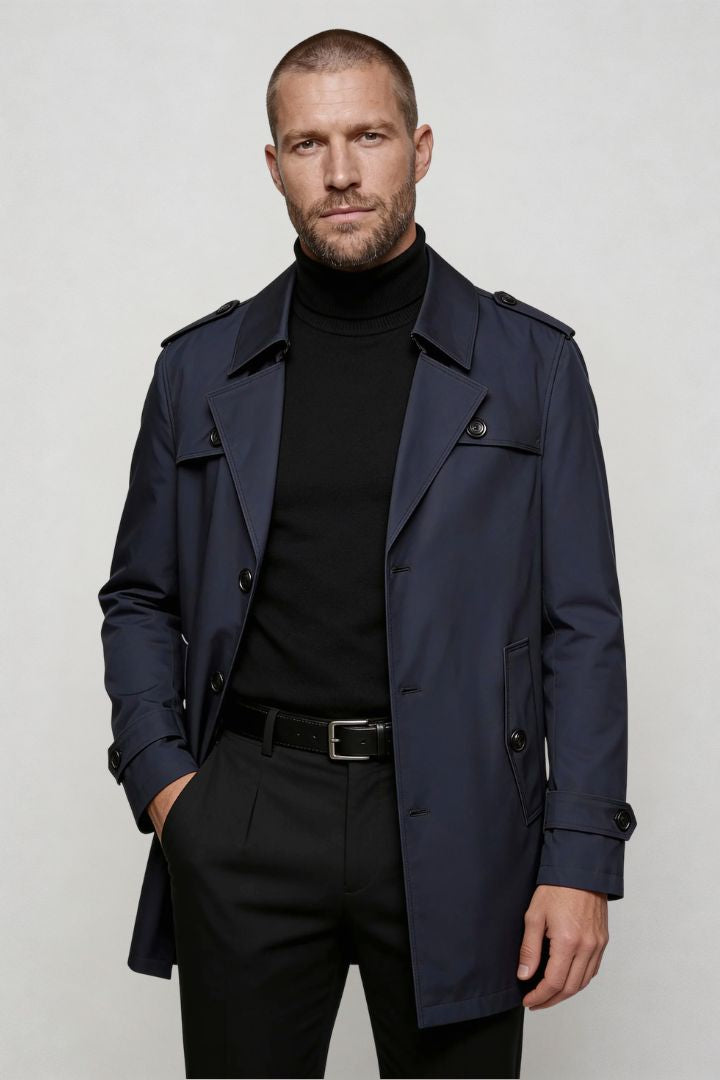 Ashford Mid-Length Tailored Coat - Navy