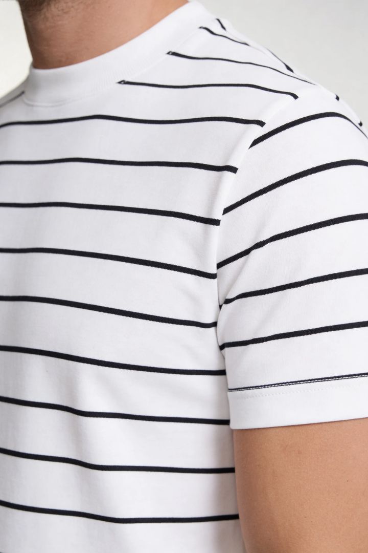 Blake Striped Lyocell T-Shirt - White