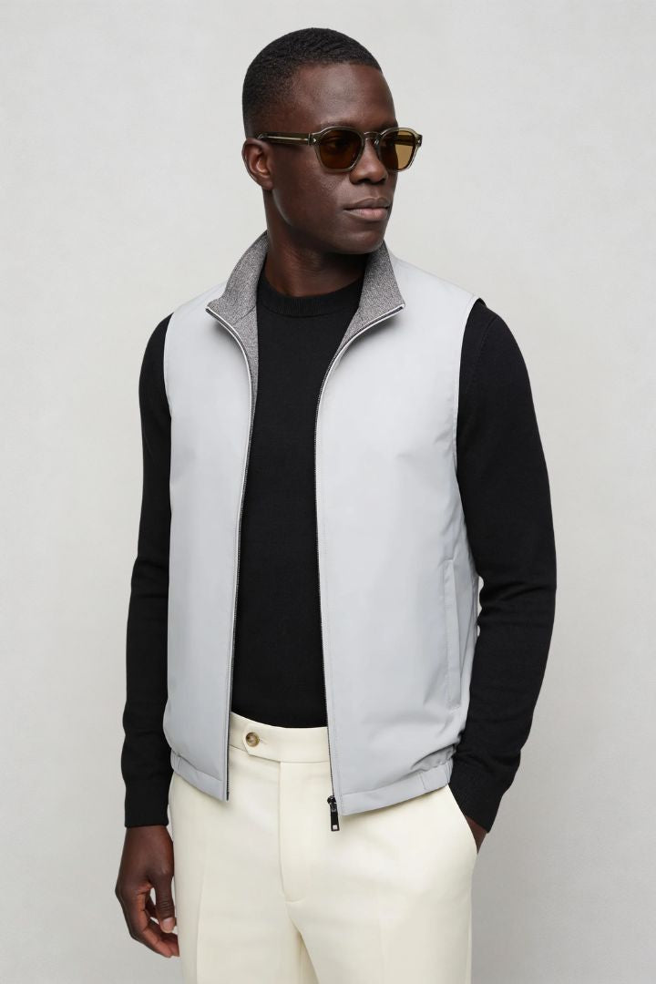 Dalton Reversible Lightweight Vest - Stone Grey