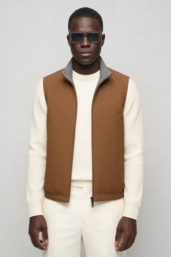Dalton Reversible Lightweight Vest - Brown