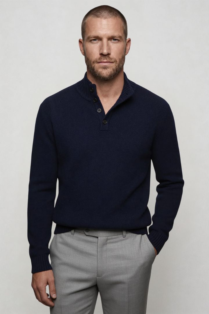Archi Pure Wool Sweater - Navy