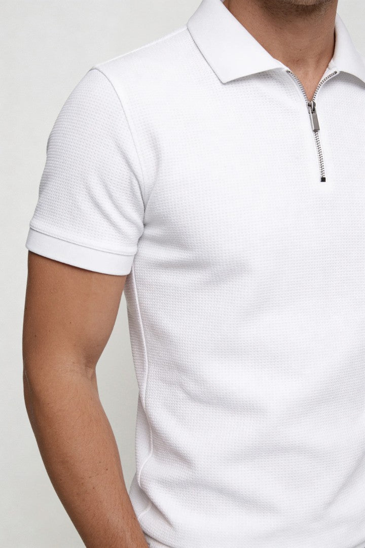 Alaric Waffle Polo Set - White