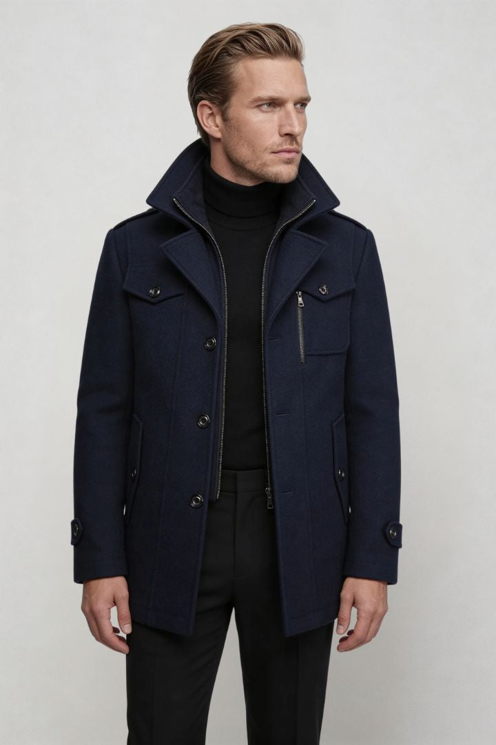 Wellington Overcoat - Navy